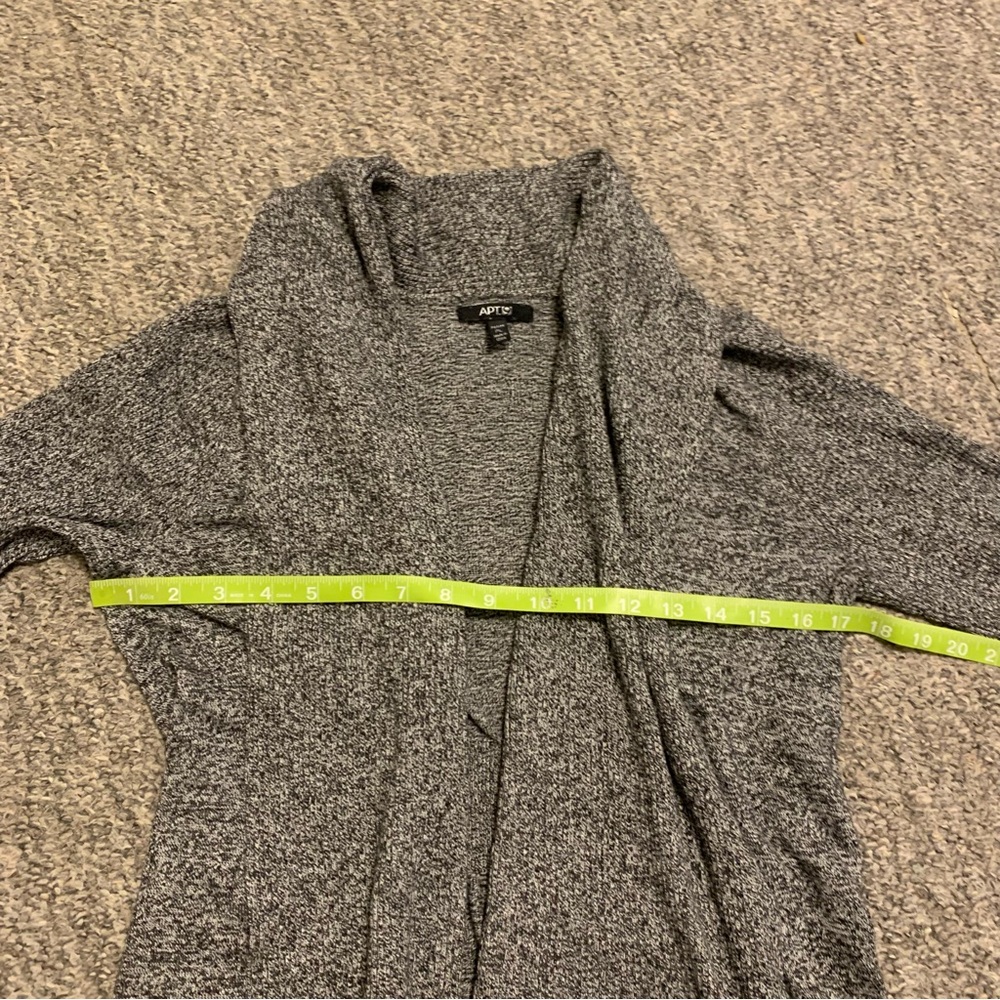 Apt. 9 Gray Cardigan Open Front  with Shawl Collar and Long Sleeves - Picture 10 of 11